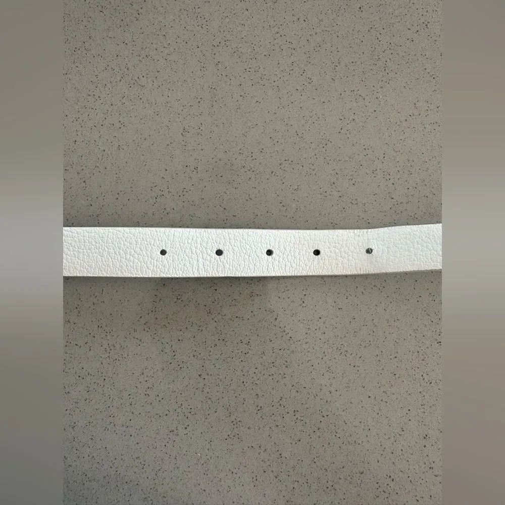 Salvatore Ferragamo Flower Buckle Leather Belt New Bianco White/Gold Buckle